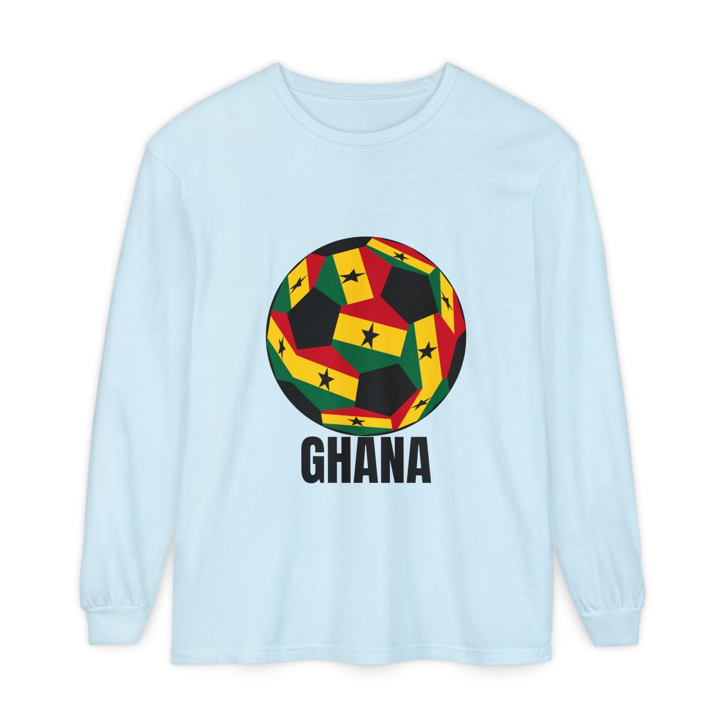 Ghana Fan Specialty Soccer Ball Design Long Sleeve Tee