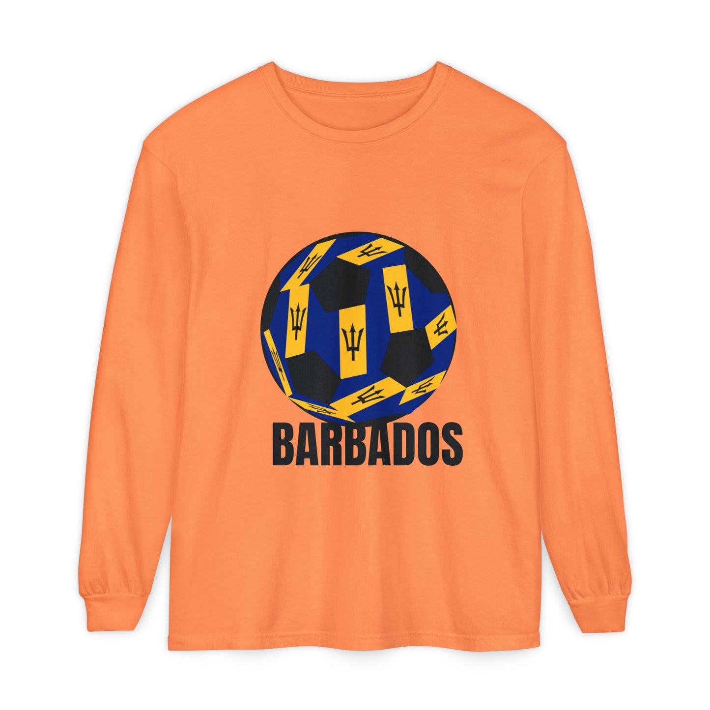 Barbados Fan Specialty Soccer Ball Design Long Sleeve Tee