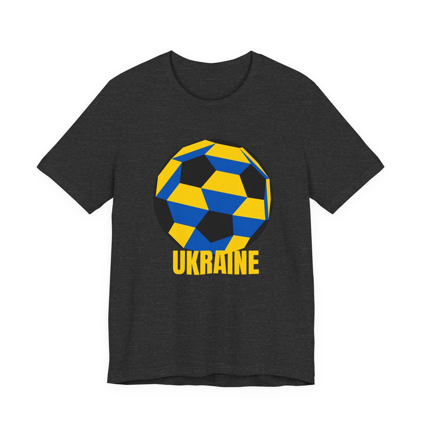 Ukraine Fan Specialty Soccer Ball Design T Shirt Yellow Text