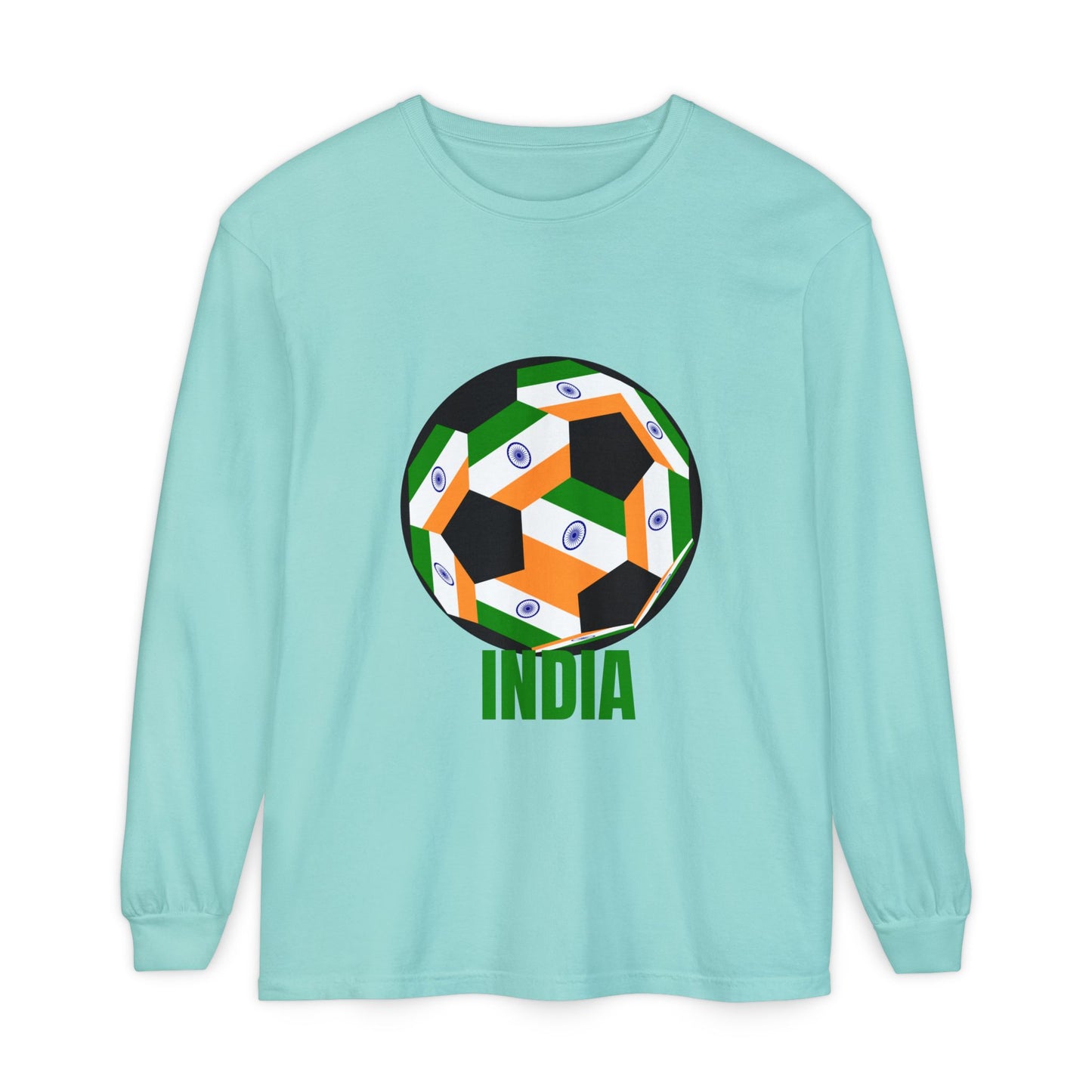 India Fan Specialty Soccer Ball Design Long Sleeve Tee