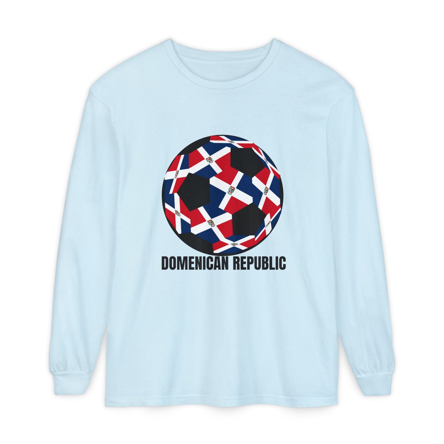 Domenican Republic Fan Specialty Soccer Ball Design Long Sleeve Tee