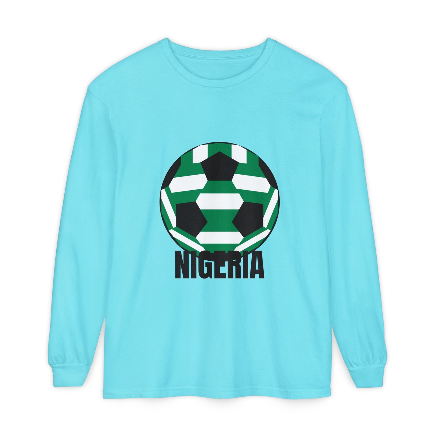 Nigeria Fan Specialty Soccer Ball Design Long Sleeve Shirt