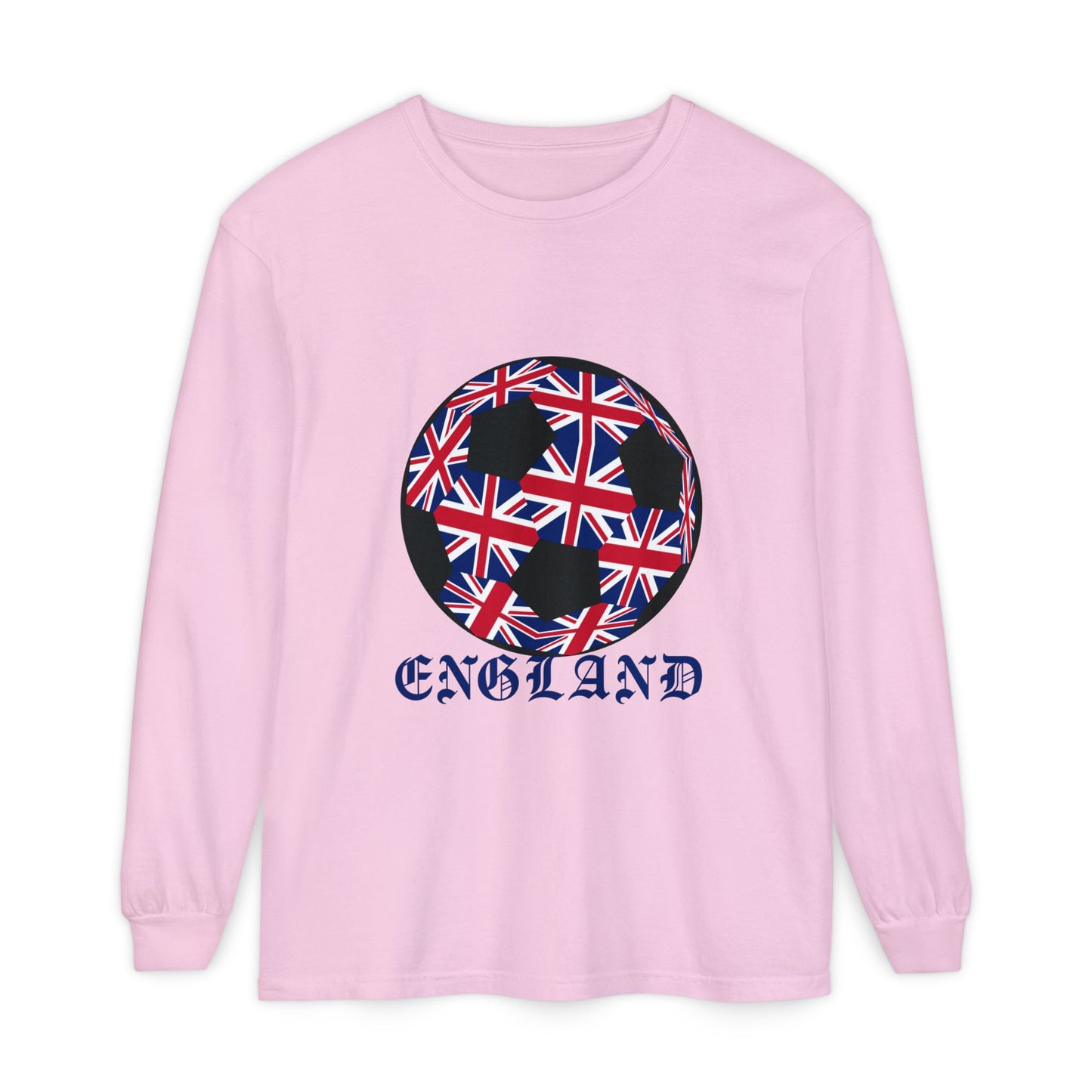 Old English Style Specialty Soccer Ball Design Long Sleeve Tee