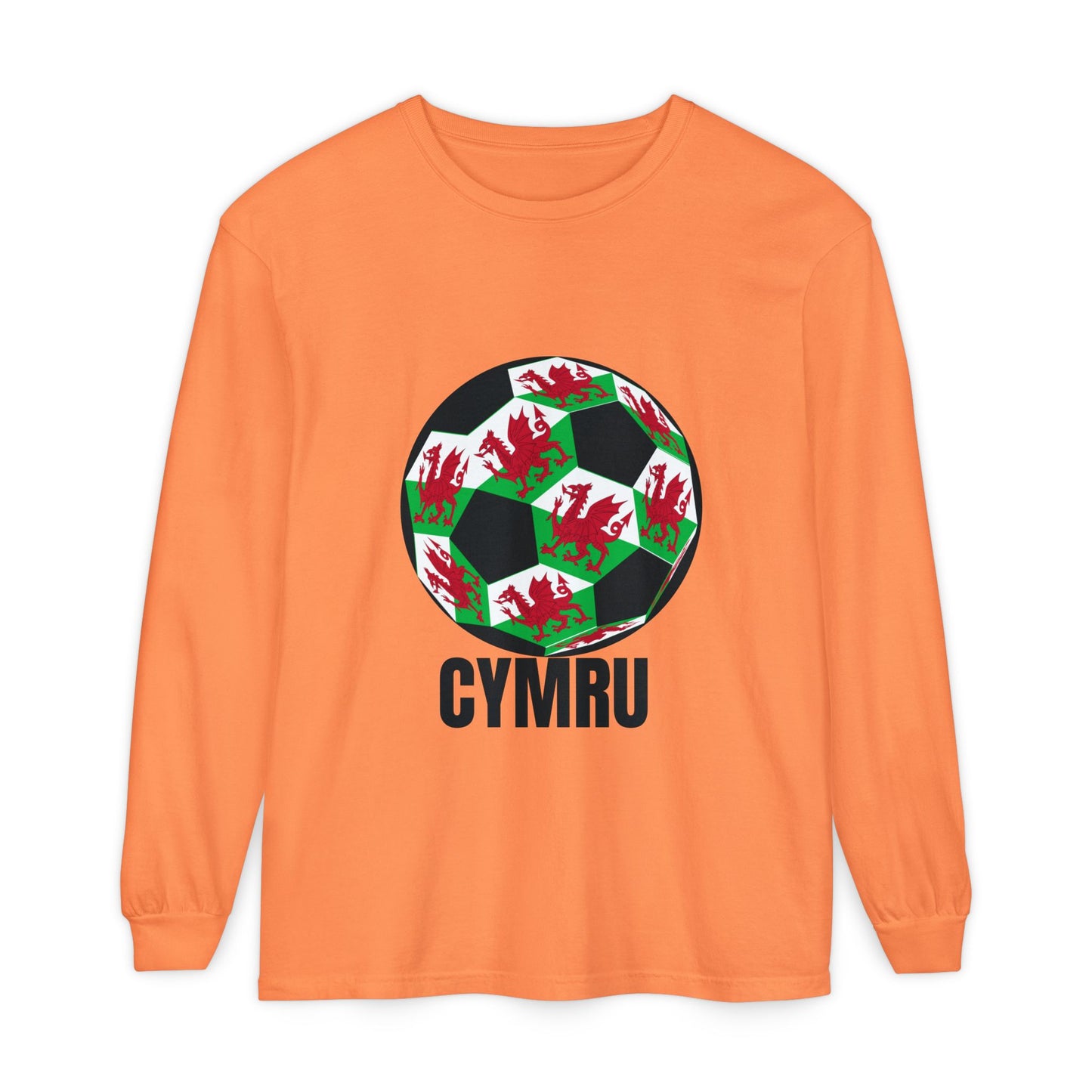 Cymru Fan Specialty Soccer Ball Design Long Sleeve Tee