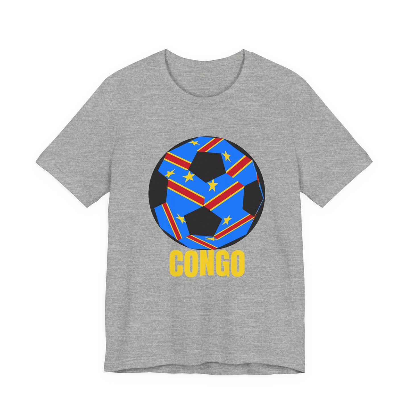 Congo Fan Specialty Soccer Ball Design T Shirt Yellow Text