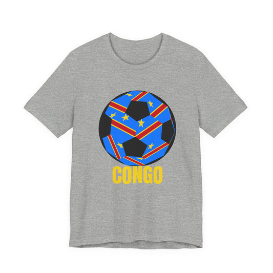 Congo Fan Specialty Soccer Ball Design T Shirt Yellow Text