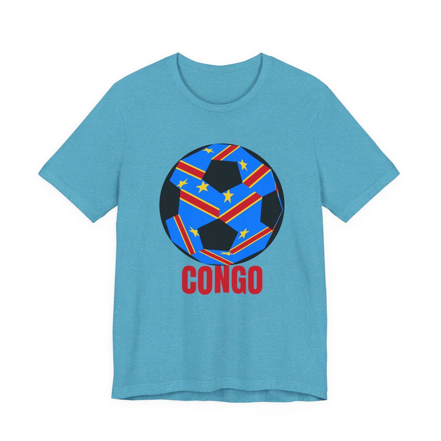 Congo Fan Specialty Soccer Ball Design T Shirt Red Text