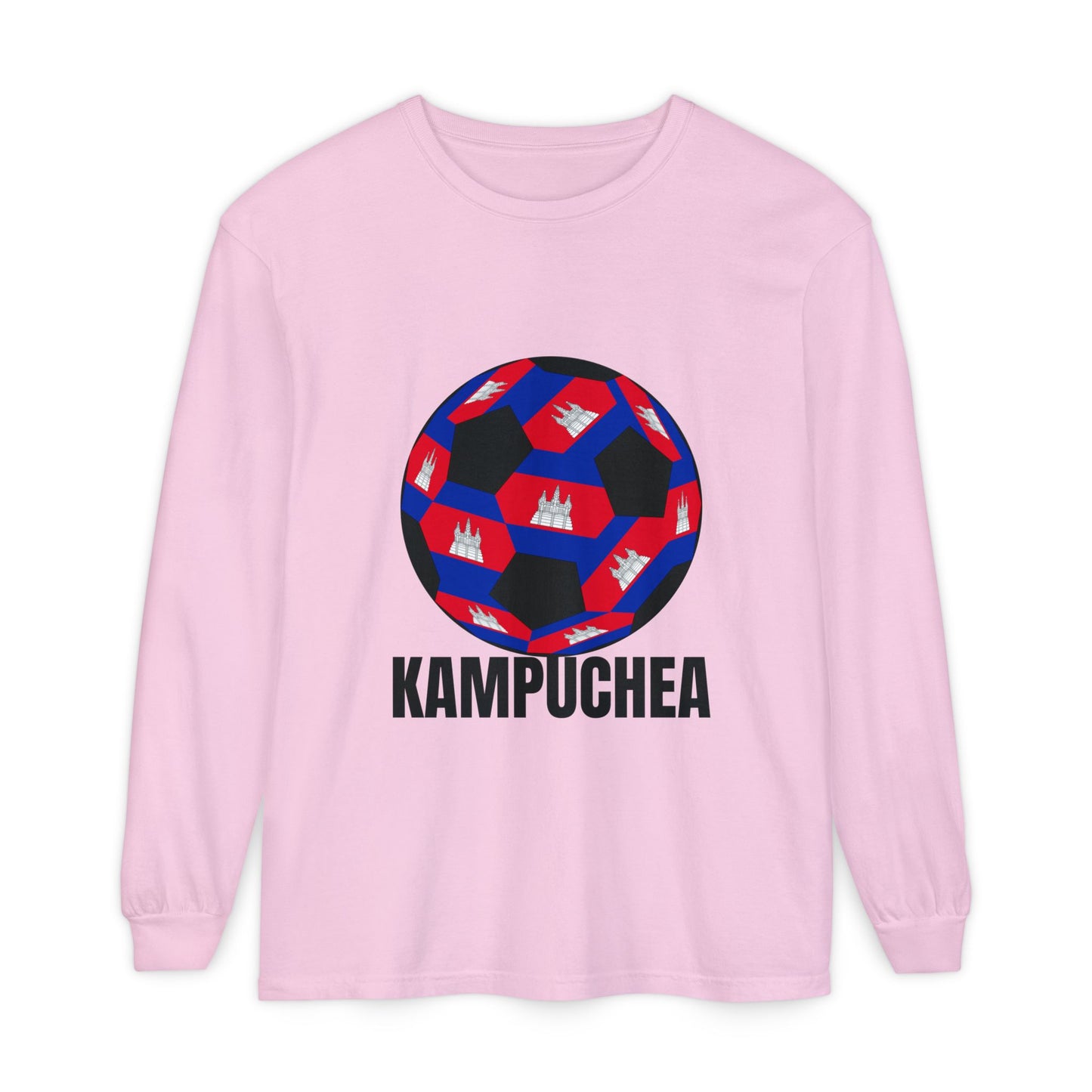 Kampuchea Fan Specialty Soccer Ball Design Long Sleeve Tee