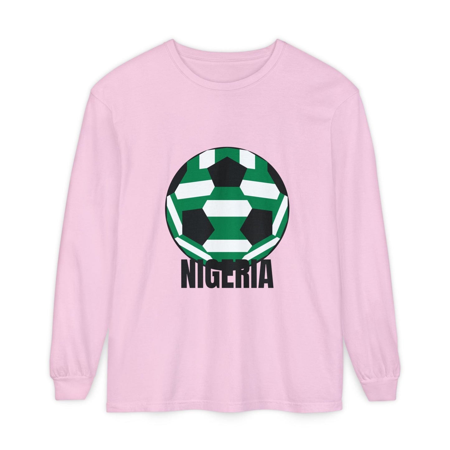 Nigeria Fan Specialty Soccer Ball Design Long Sleeve Shirt