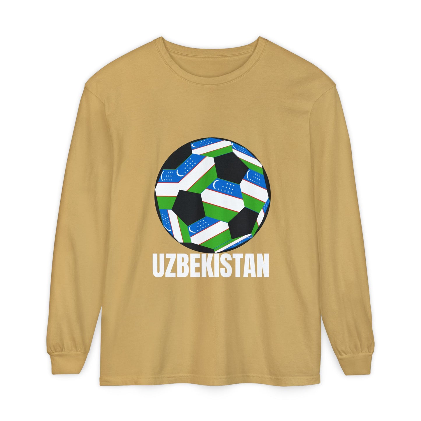 Uzbekistan Fan Specialty Soccer Ball Design Long Sleeve Shirt