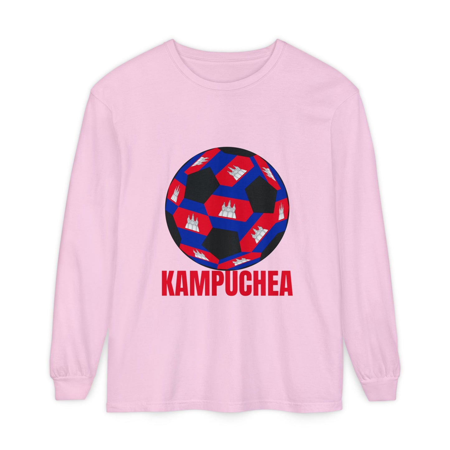 Kampuchea Fan Specialty Soccer Ball Design Long Sleeve Tee