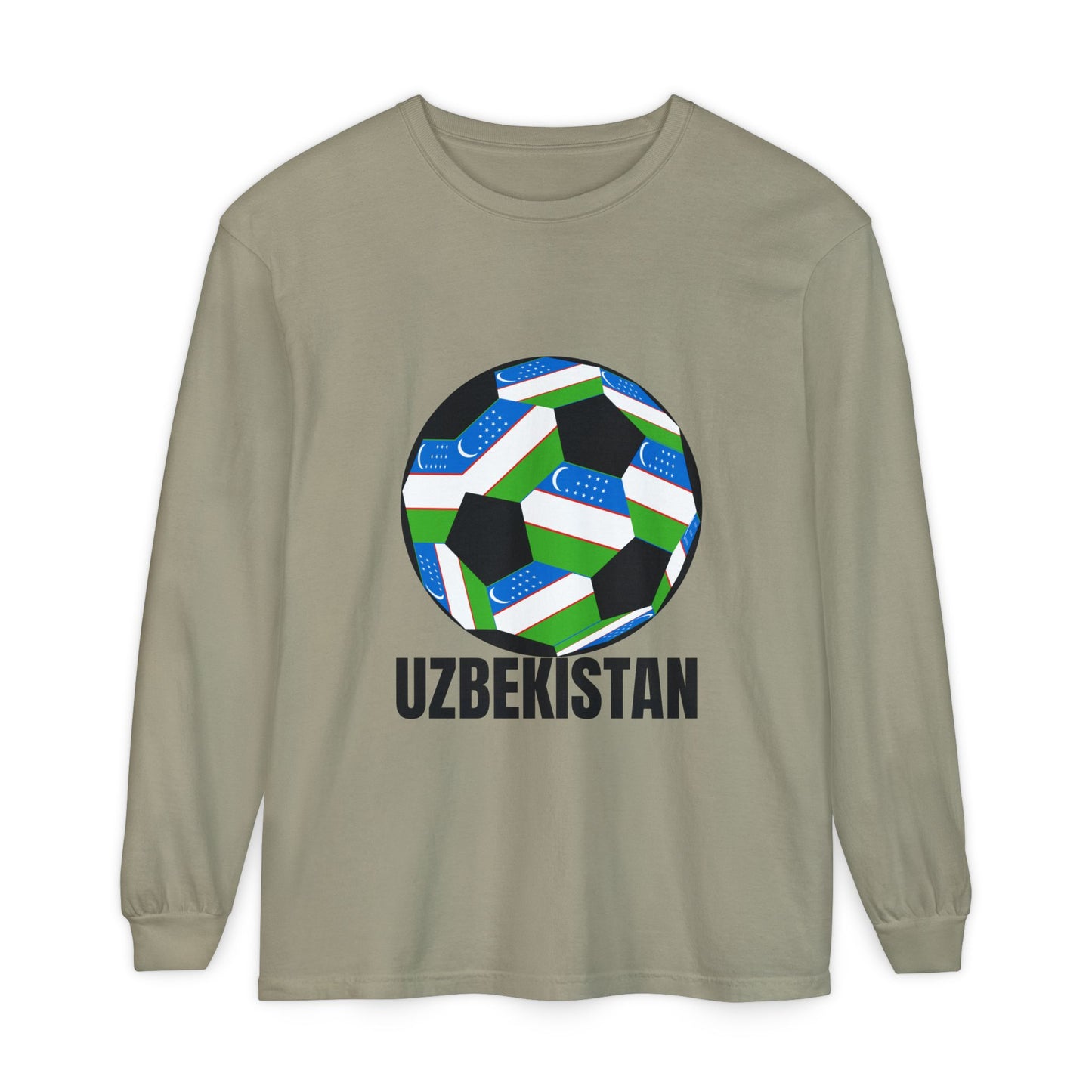 Uzbekistan Fan Specialty Soccer Ball Design Long Sleeve Tee