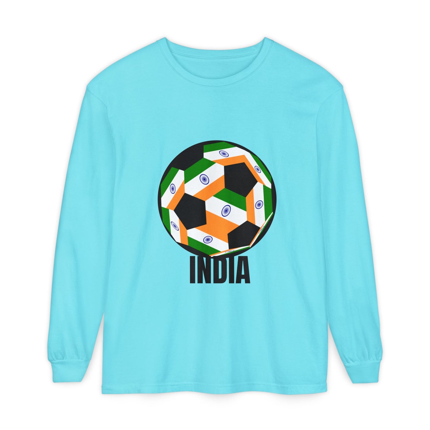 India Fan Specialty Soccer Ball Design Long Sleeve Tee