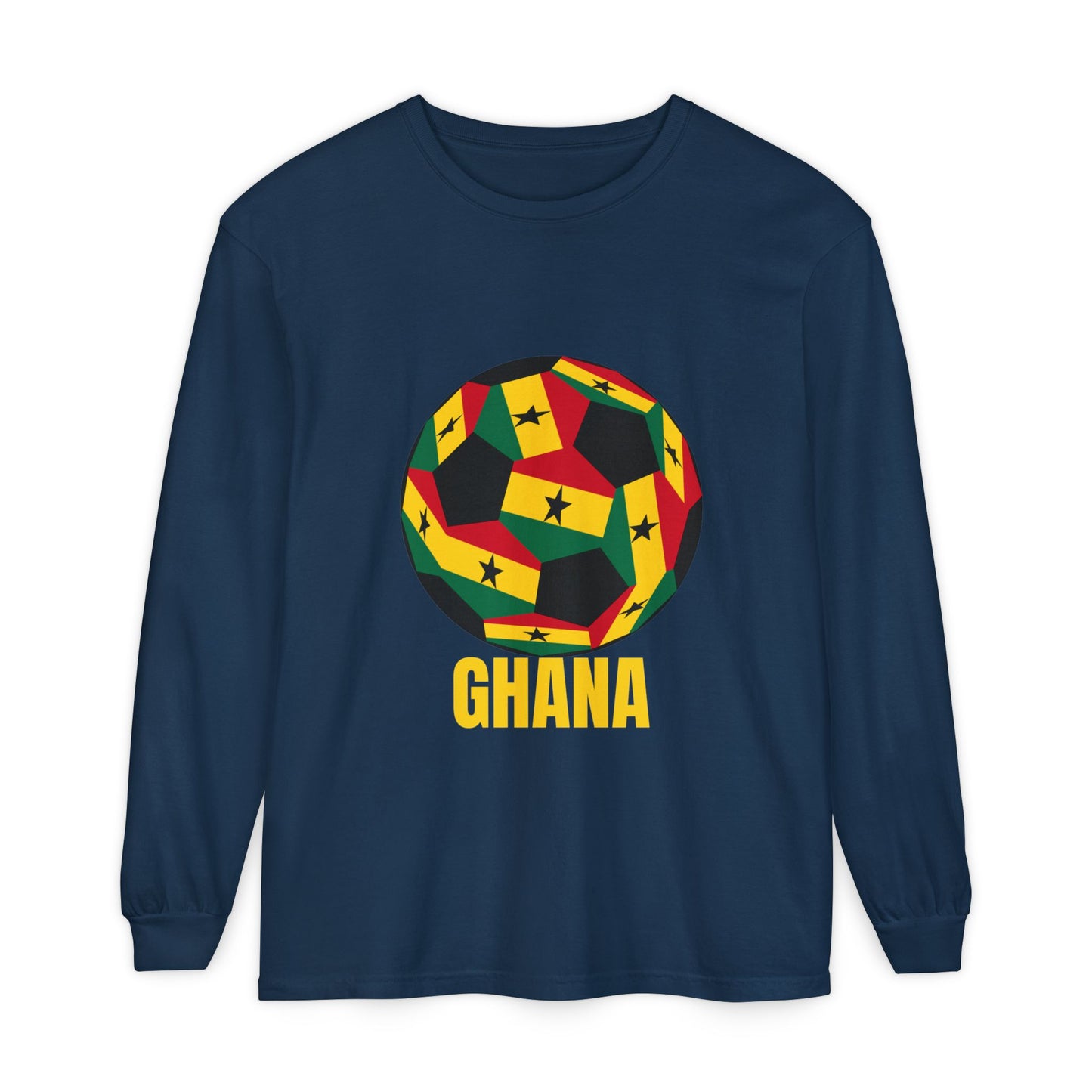 Ghana Fan Specialty Soccer Ball Design Long Sleeve Tee