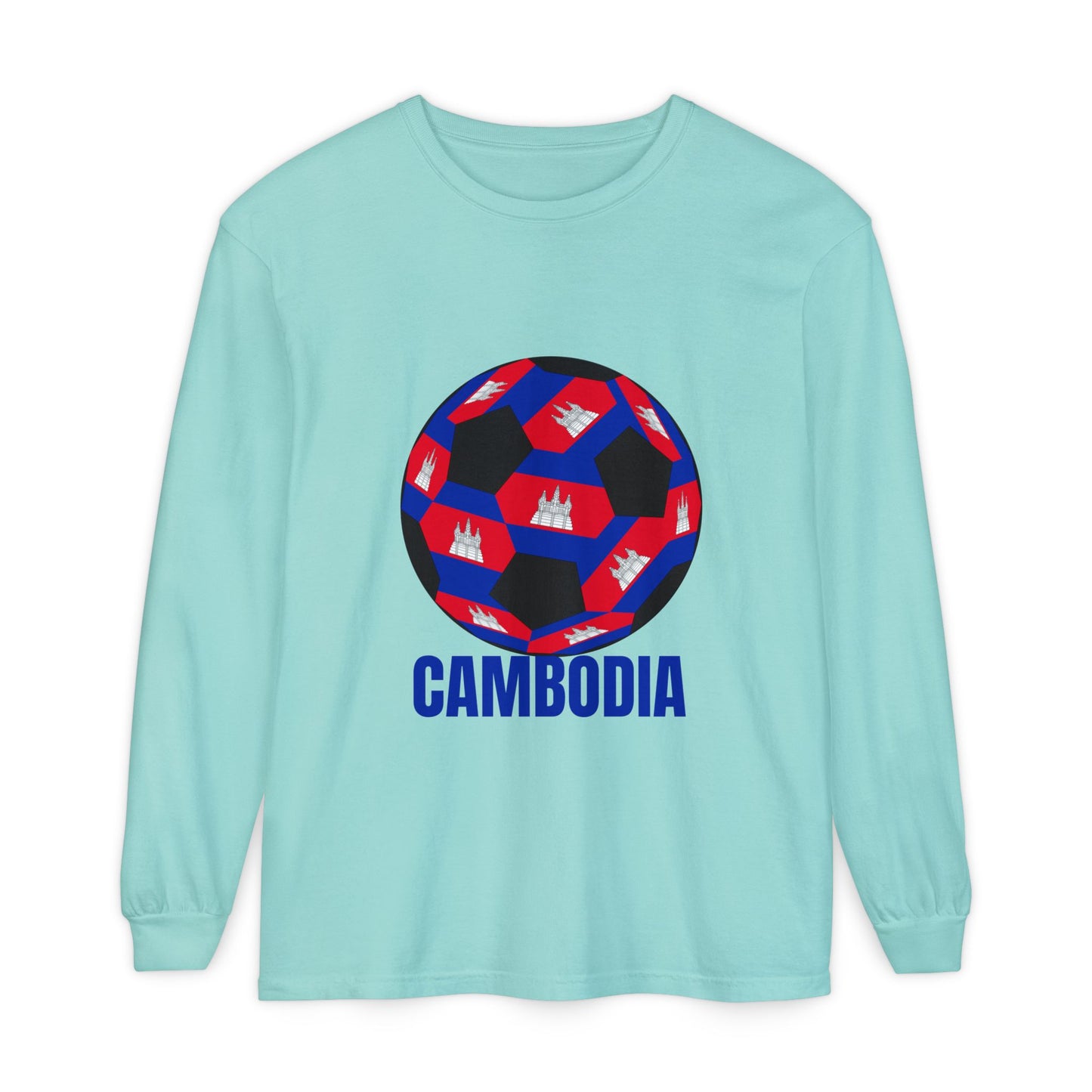 Cambodia Fan Specialty Soccer Ball Design Long Sleeve Tee