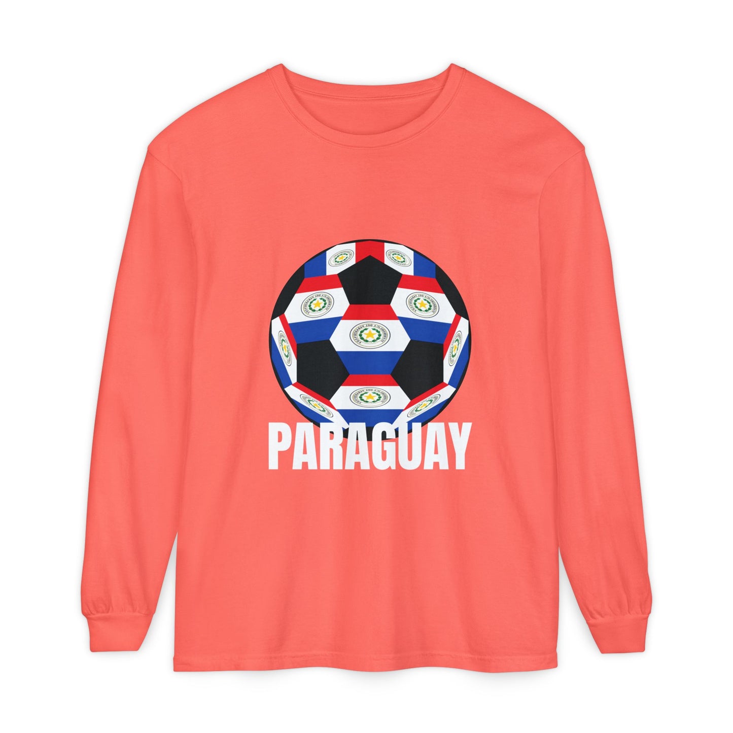 Paraguay Fan Specialty Soccer Ball Design Long Sleeve Tee