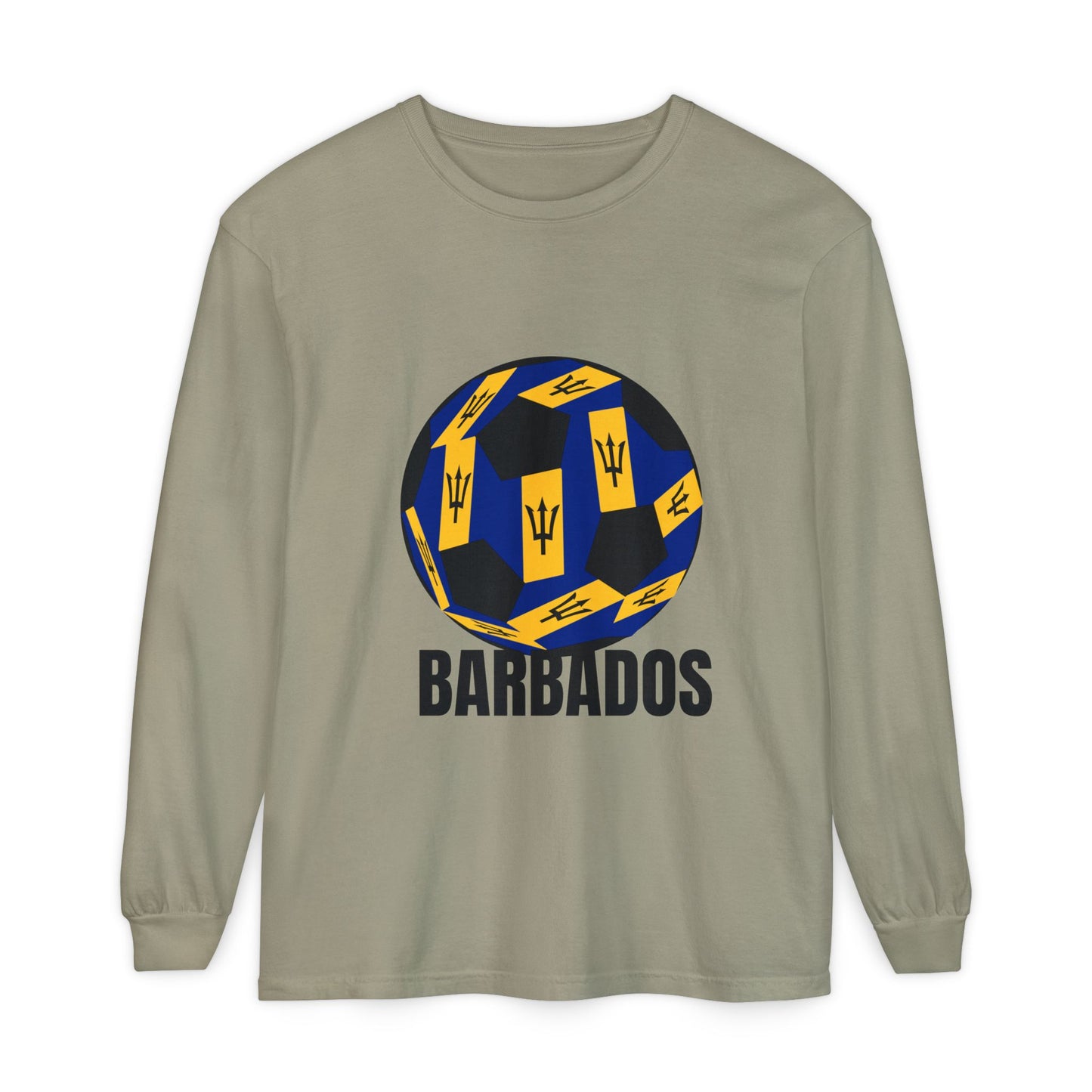 Barbados Fan Specialty Soccer Ball Design Long Sleeve Tee