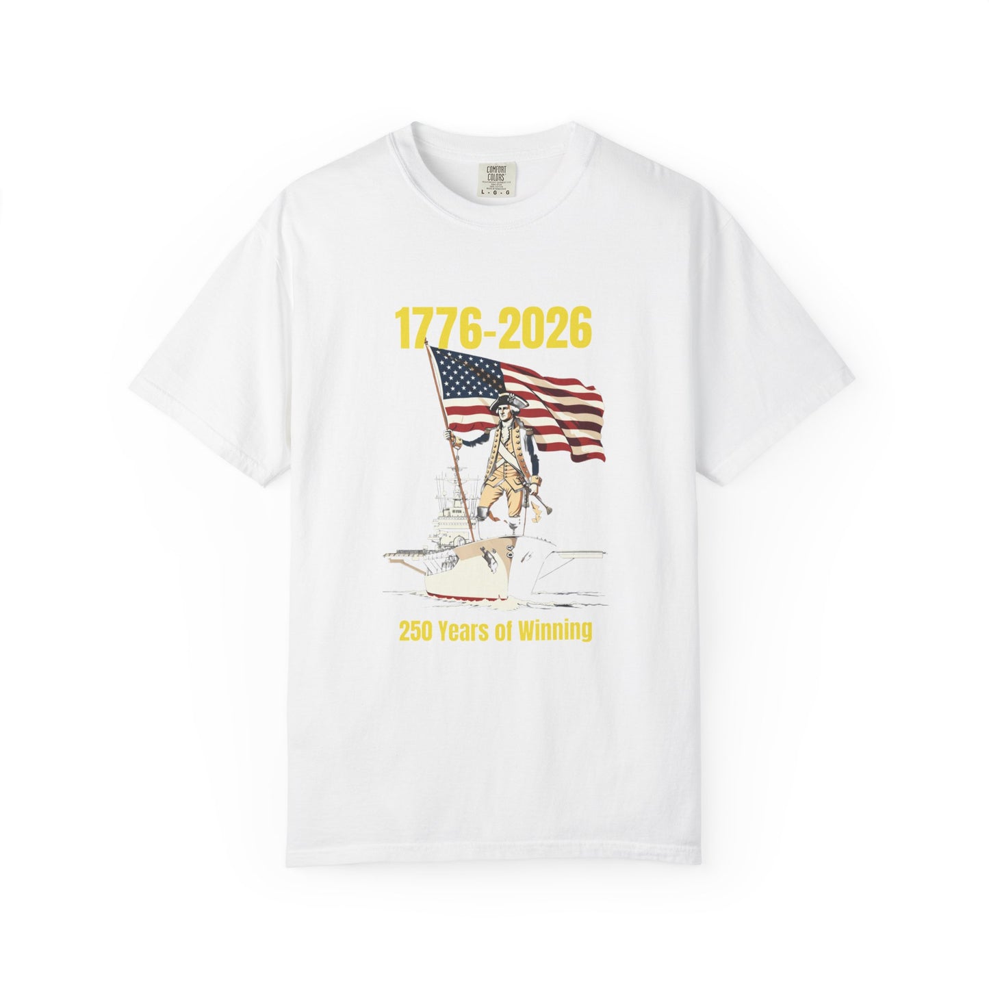 George Washington on an Aircraft Carrier with an American Flag T-shirt | 250 Years of Winning