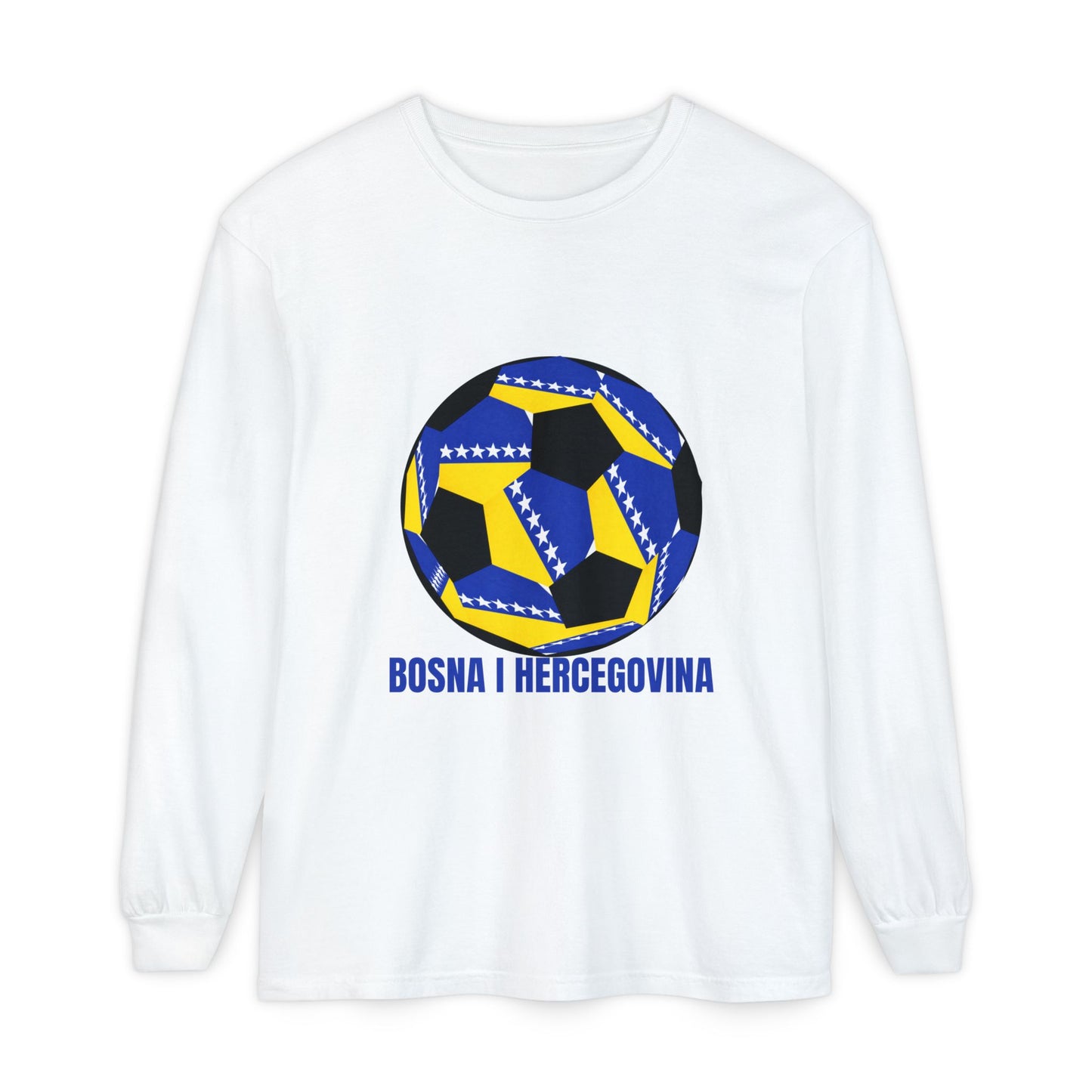 Bosnia Herzegovina Fan Specialty Soccer Ball Design Long Sleeve Tee