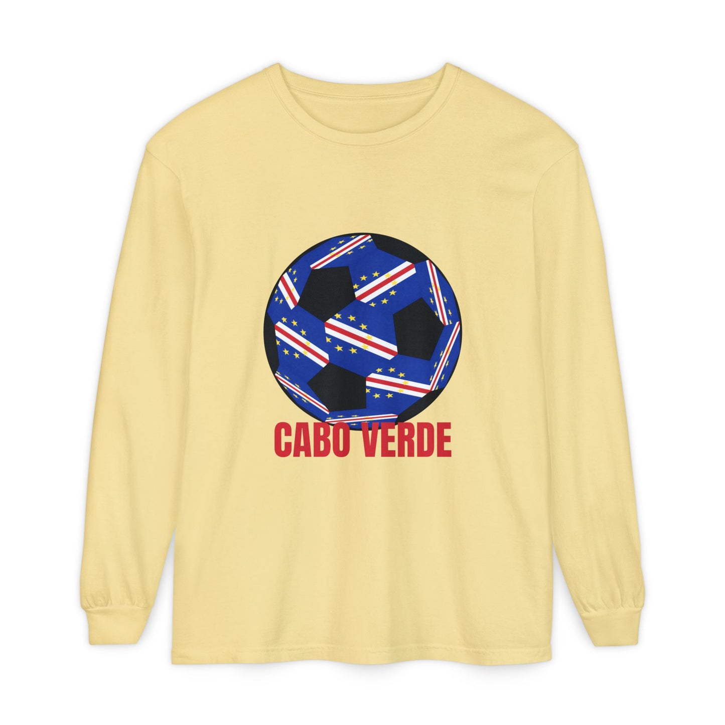 Cabo Verde Fan Specialty Soccer Ball Design Long Sleeve Tee