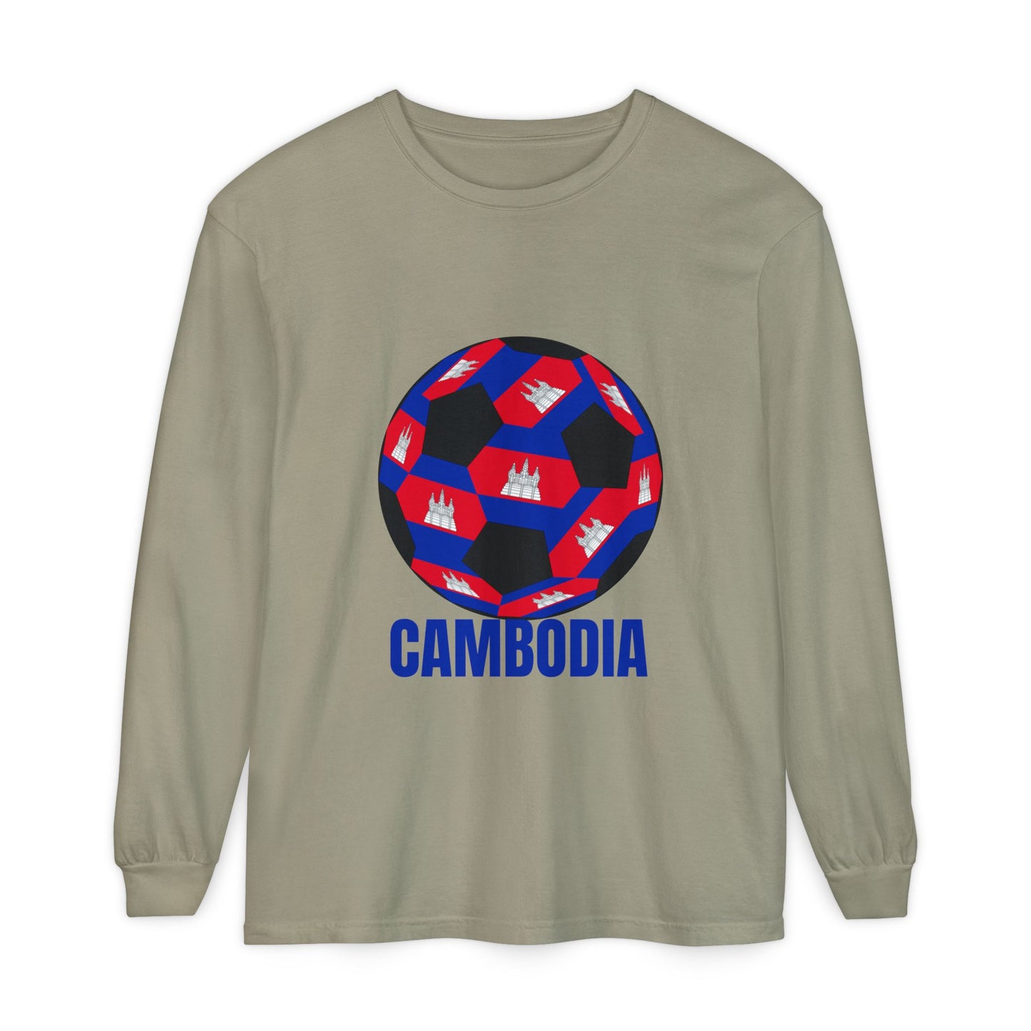 Cambodia Fan Specialty Soccer Ball Design Long Sleeve Tee