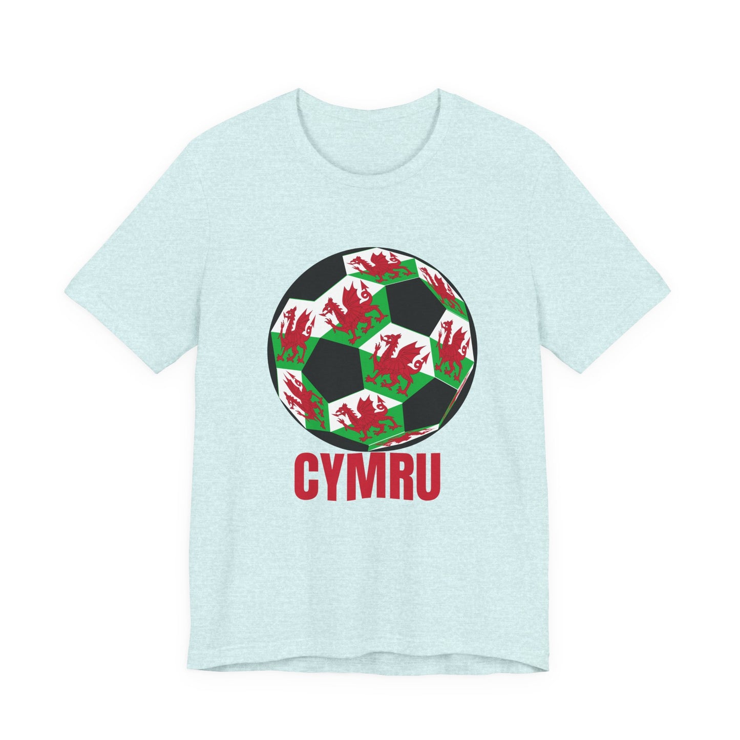 Cymru Fan Specialty Soccer Ball Design T Shirt Red Text