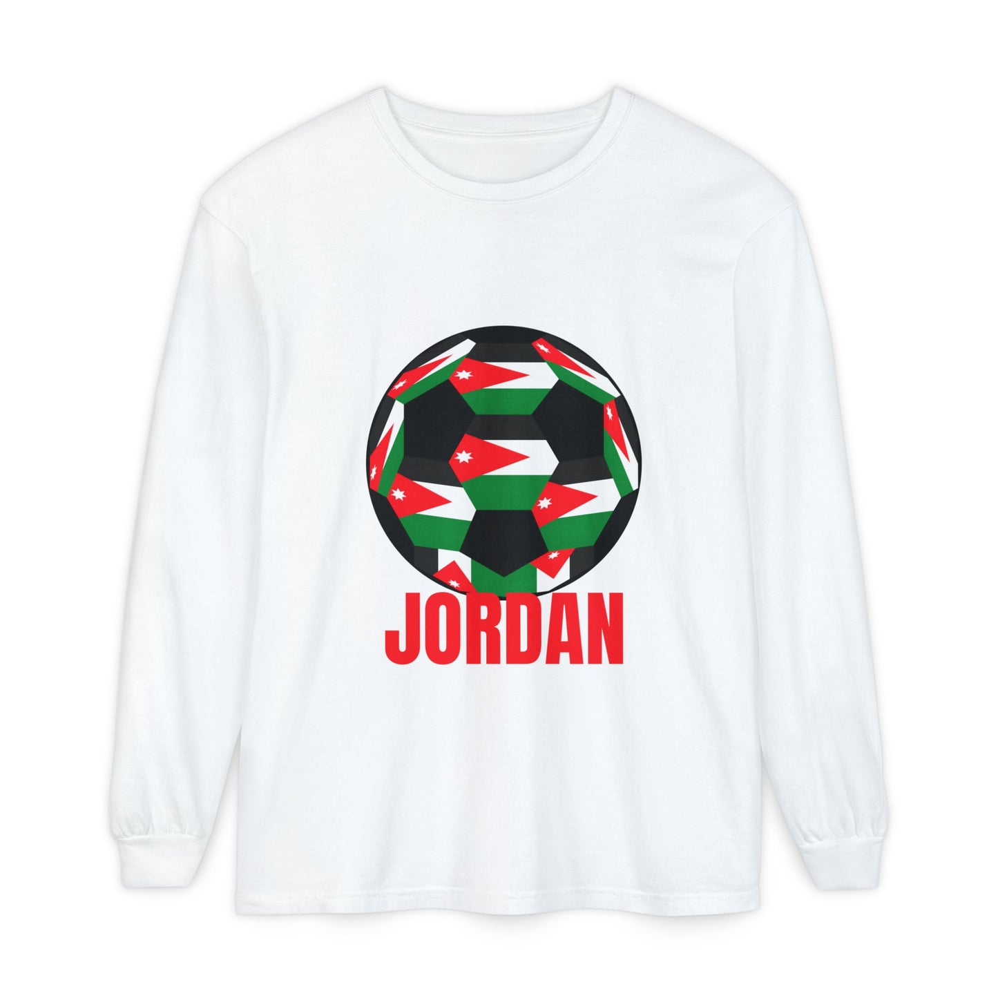 Jordan Fan Specialty Soccer Ball Design T Shirt Long Sleeve Tee