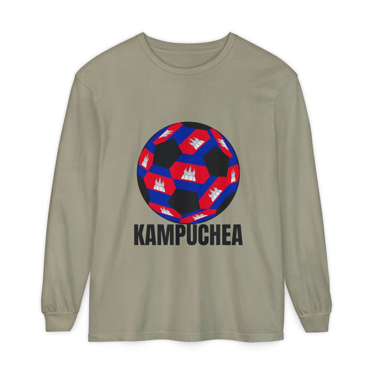 Kampuchea Fan Specialty Soccer Ball Design Long Sleeve Tee
