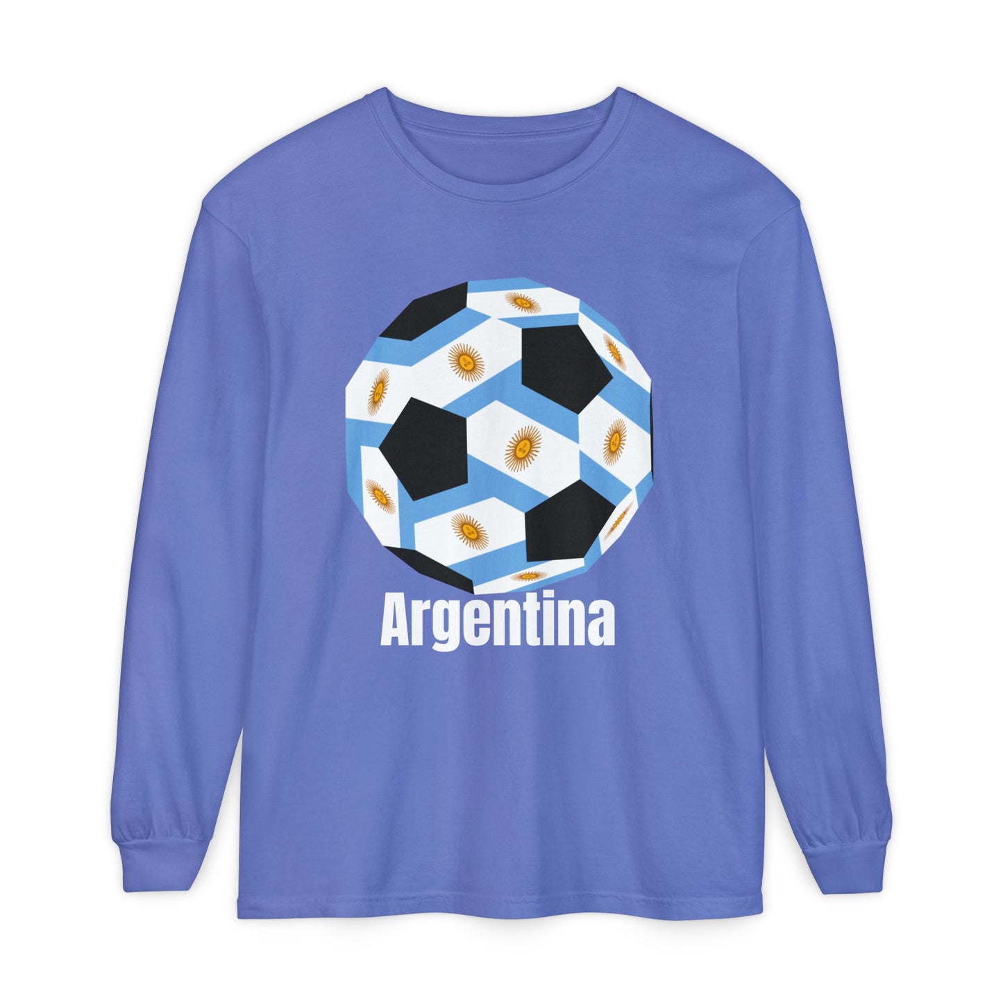 Argentina Fan Specialty Soccer Ball Design Long Sleeve Shirt