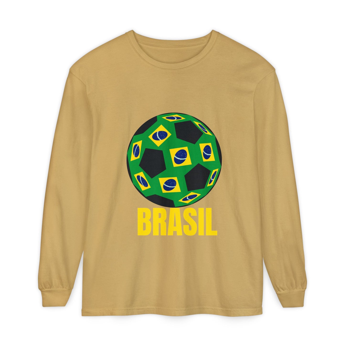 Brasil Fan Specialty Soccer Ball Design Long Sleeve T Shirt