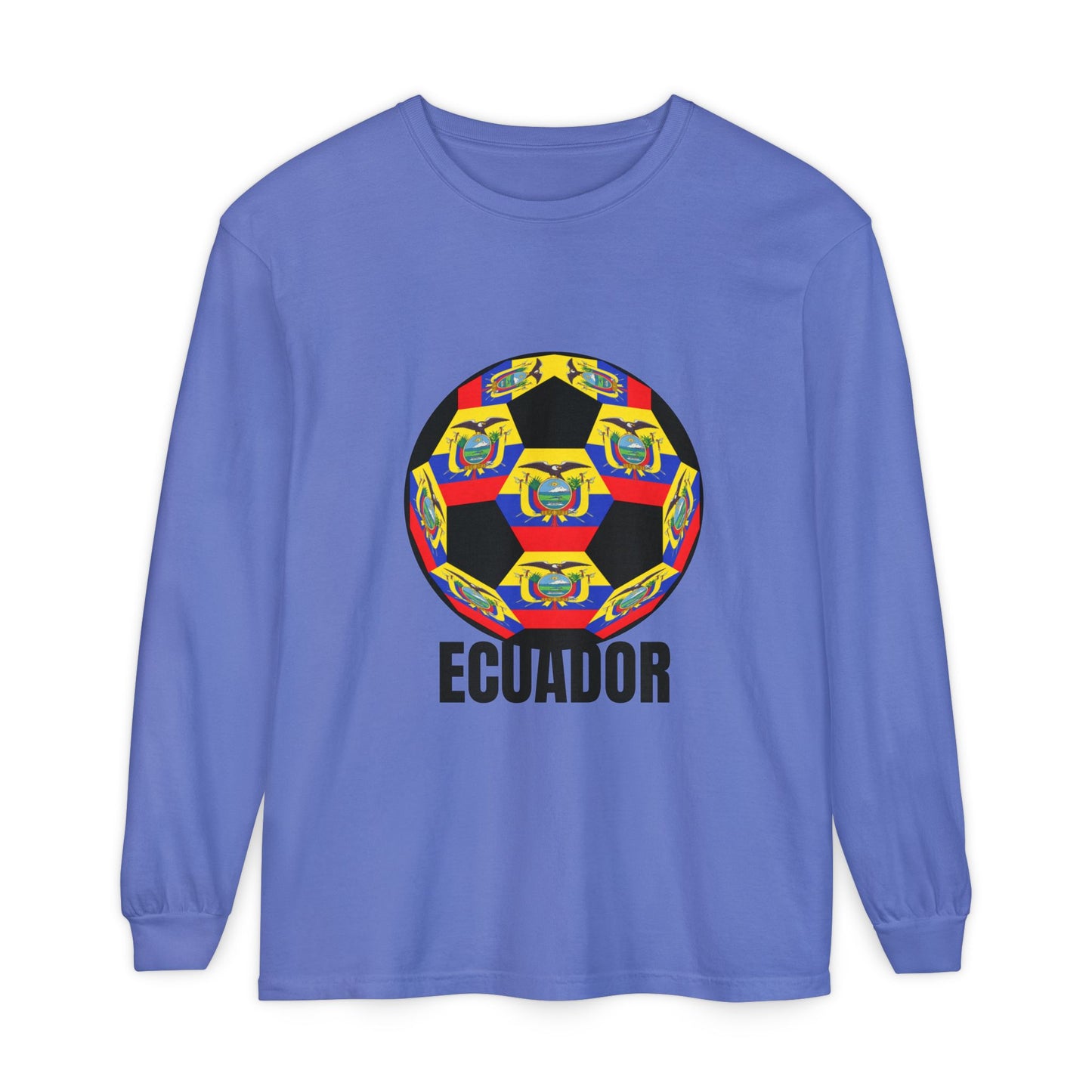 Ecuador Fan Specialty Soccer Ball Design Ball Long Sleeve Tee