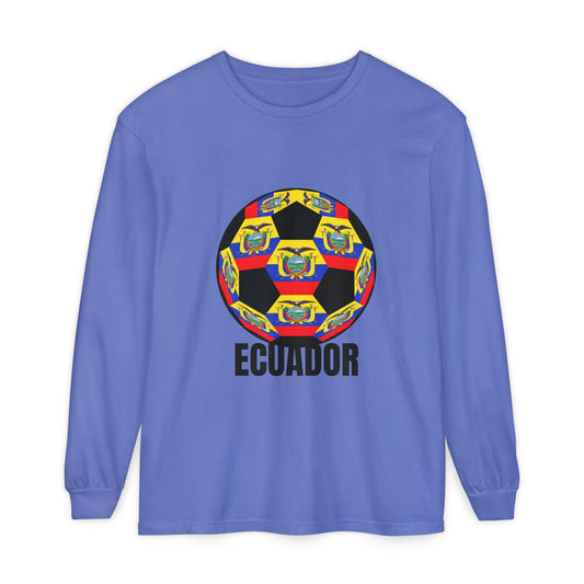 Ecuador Fan Specialty Soccer Ball Design Ball Long Sleeve Tee