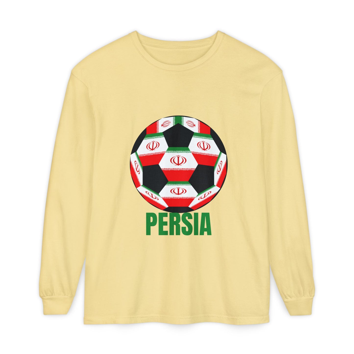 Persia Fan Specialty Soccer Ball Design Long Sleeve Tee