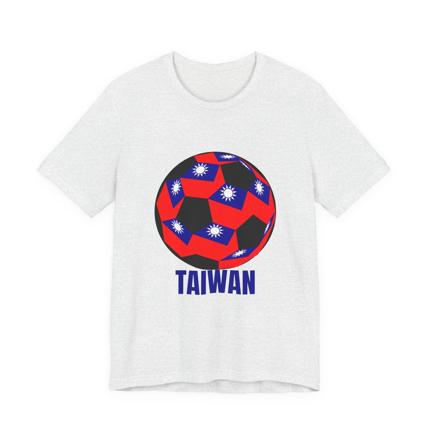 Taiwan Flag Soccer Ball Design T Shirt Blue Text