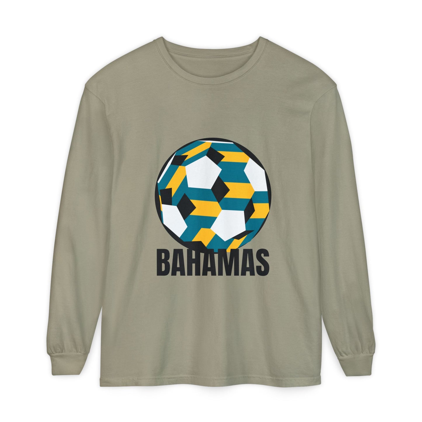 Bahamas Fan Specialty Soccer Ball Design Long Sleeve Shirt