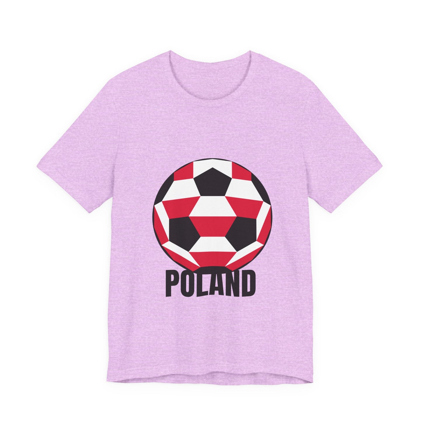 Poland Fan Specialty Soccer Ball Design T Shirt Black Text