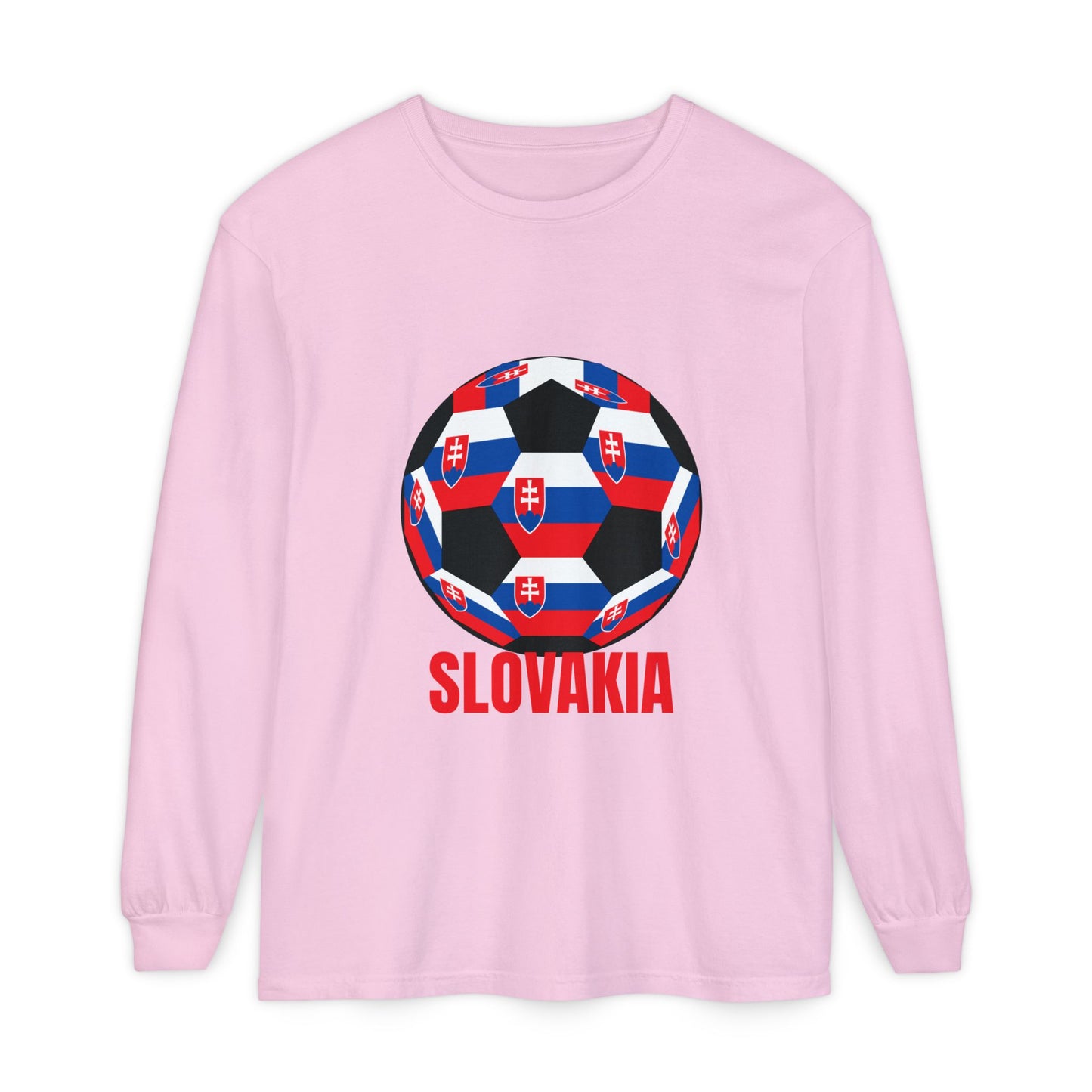 Slovakia Fan Specialty Soccer Ball Design Long Sleeve Tee