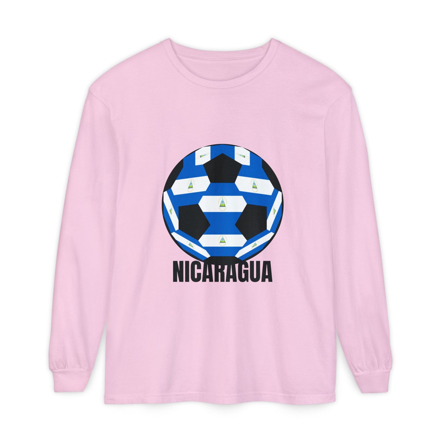 Nicaragua Fan Specialty Soccer Ball Design Long Sleeve Tee
