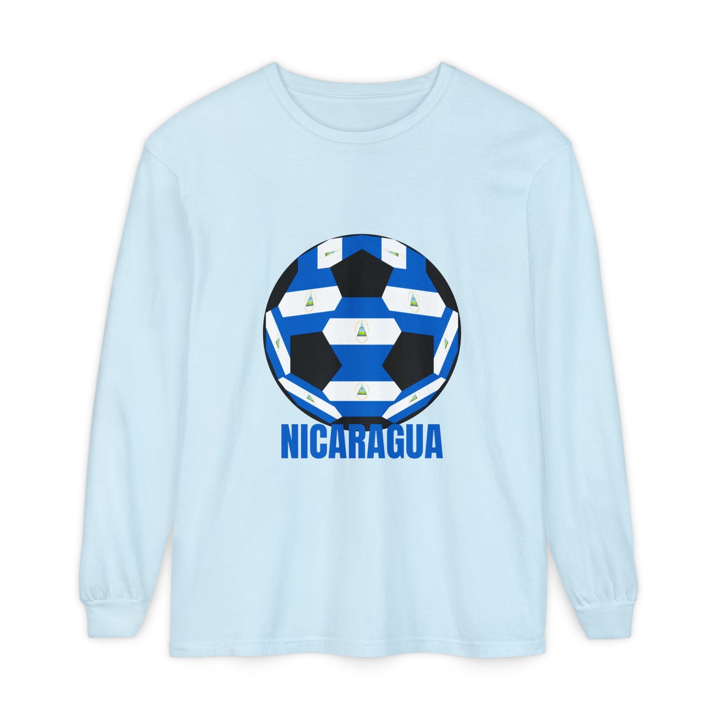 Nicaragua Fan Specialty Soccer Ball Design Long Sleeve Shirt