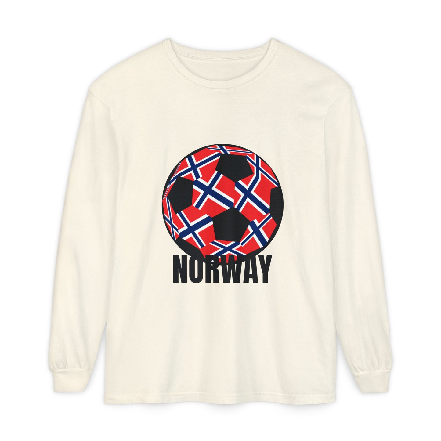 Norway Fan Specialty Soccer Ball Design Long Sleeve T Shirt Black Print