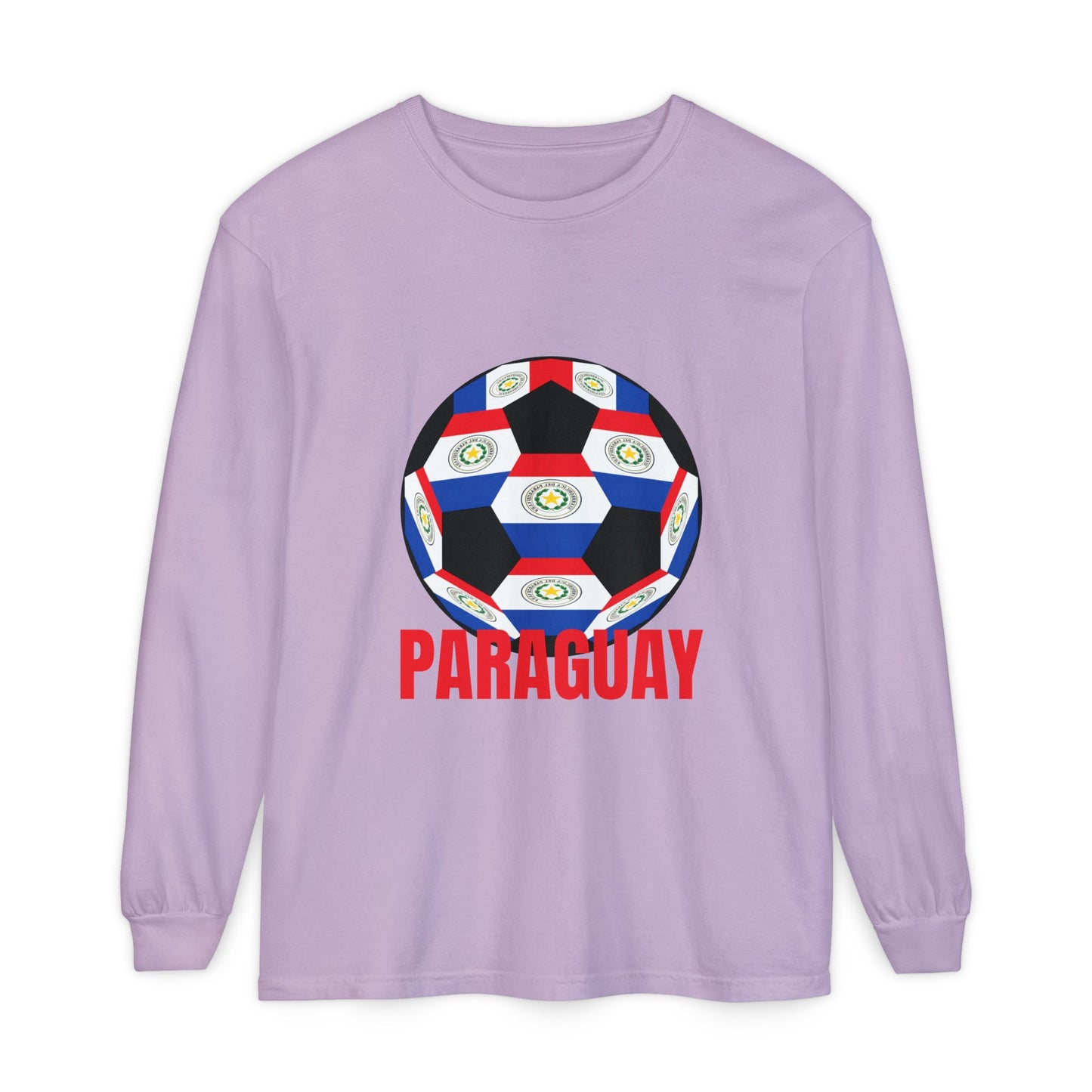 Paraguay Fan Specialty Soccer Ball Design Long Sleeve Tee