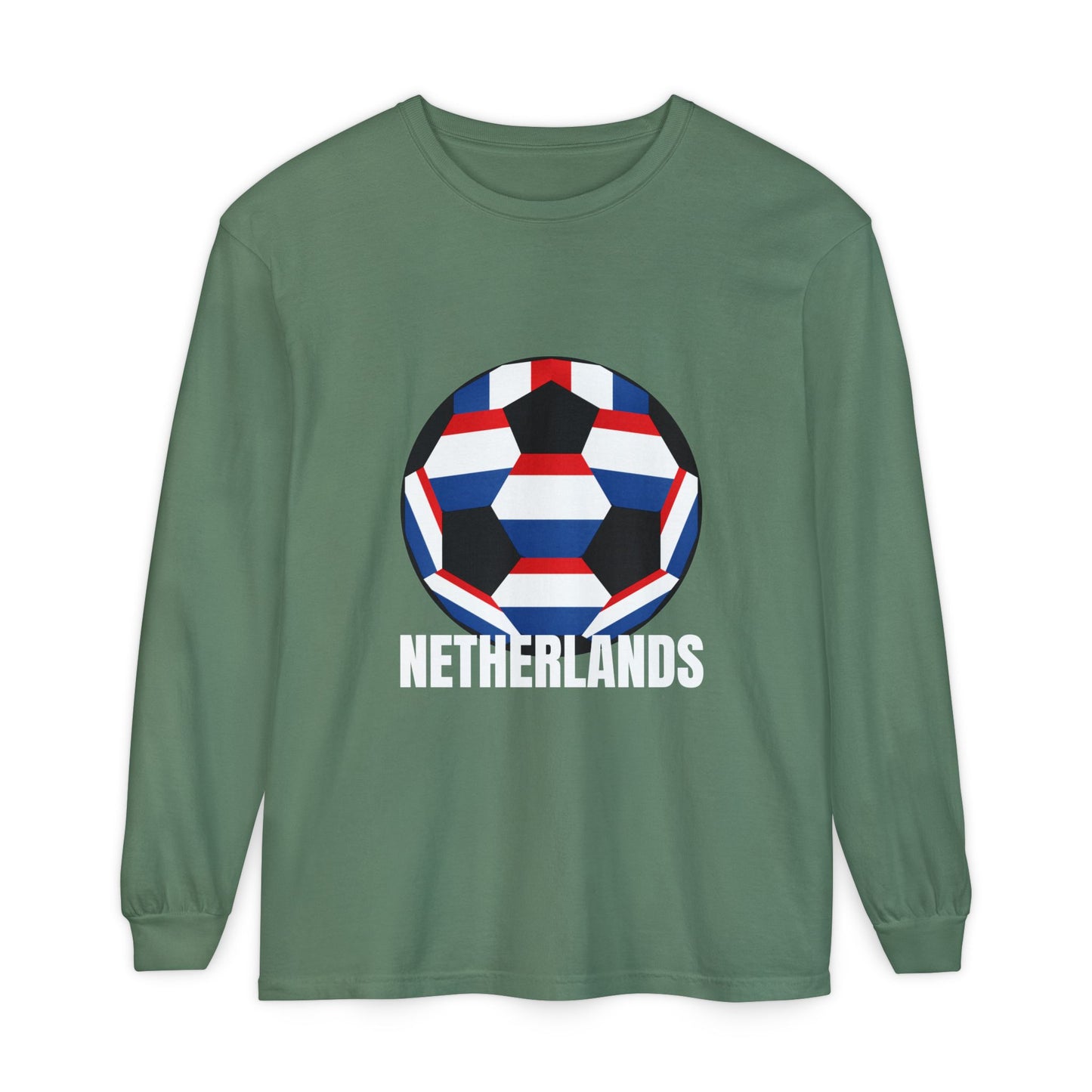 Netherlands Fan Specialty Soccer Ball Design Long Sleeve Tee