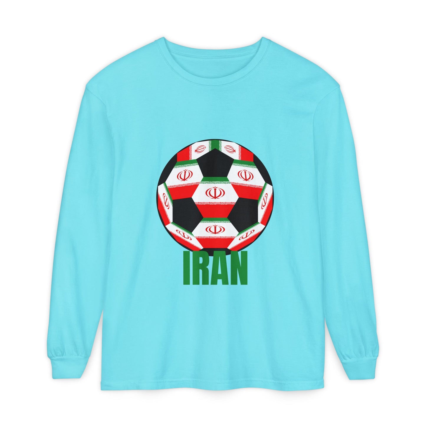 Iran Fan Specialty Soccer Ball Design Long Sleeve Tee