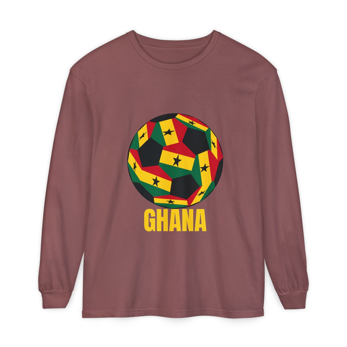 Ghana Fan Specialty Soccer Ball Design Long Sleeve Tee