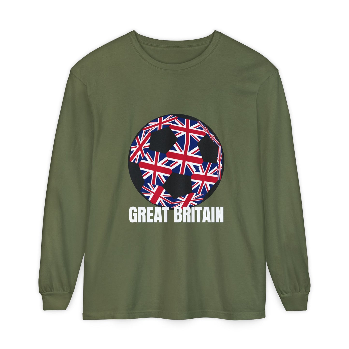 Great Britain Fan Specialty Soccer Ball Design Long Sleeve Tee
