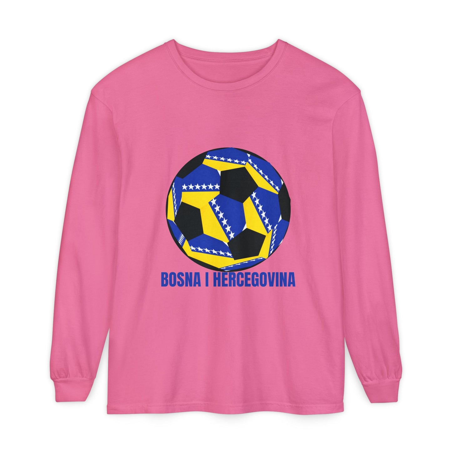 Bosnia Herzegovina Fan Specialty Soccer Ball Design Long Sleeve Tee