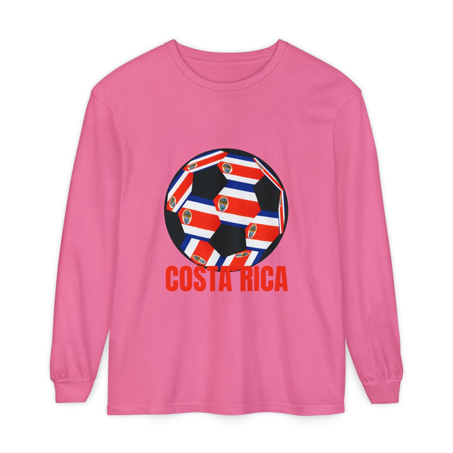 Costa Rica Fan Specialty Soccer Ball Design Long Sleeve Tee