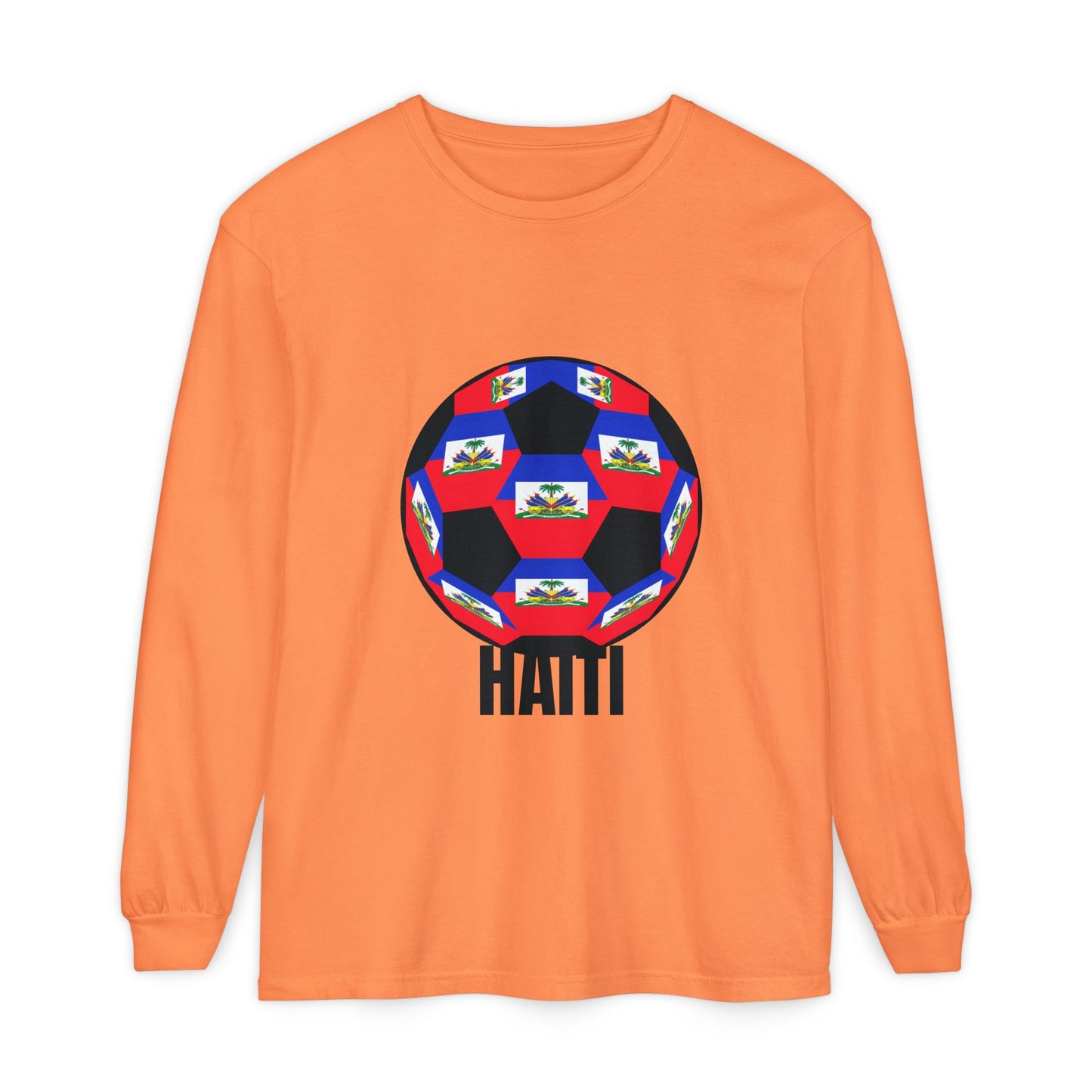 Haiti Fan Specialty Soccer Ball Design Long Sleeve Tee