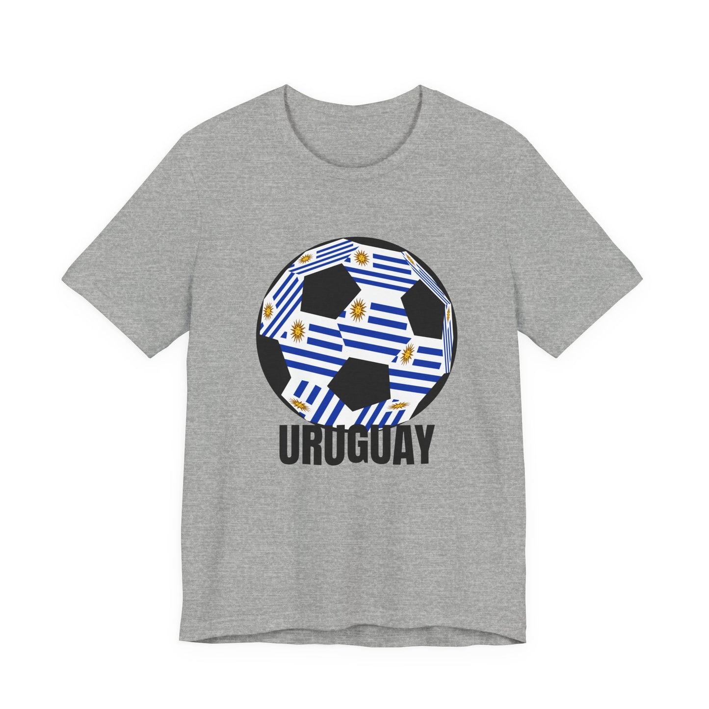 Uruguay Fan Specialty Soccer Ball Design T Shirt Black Text