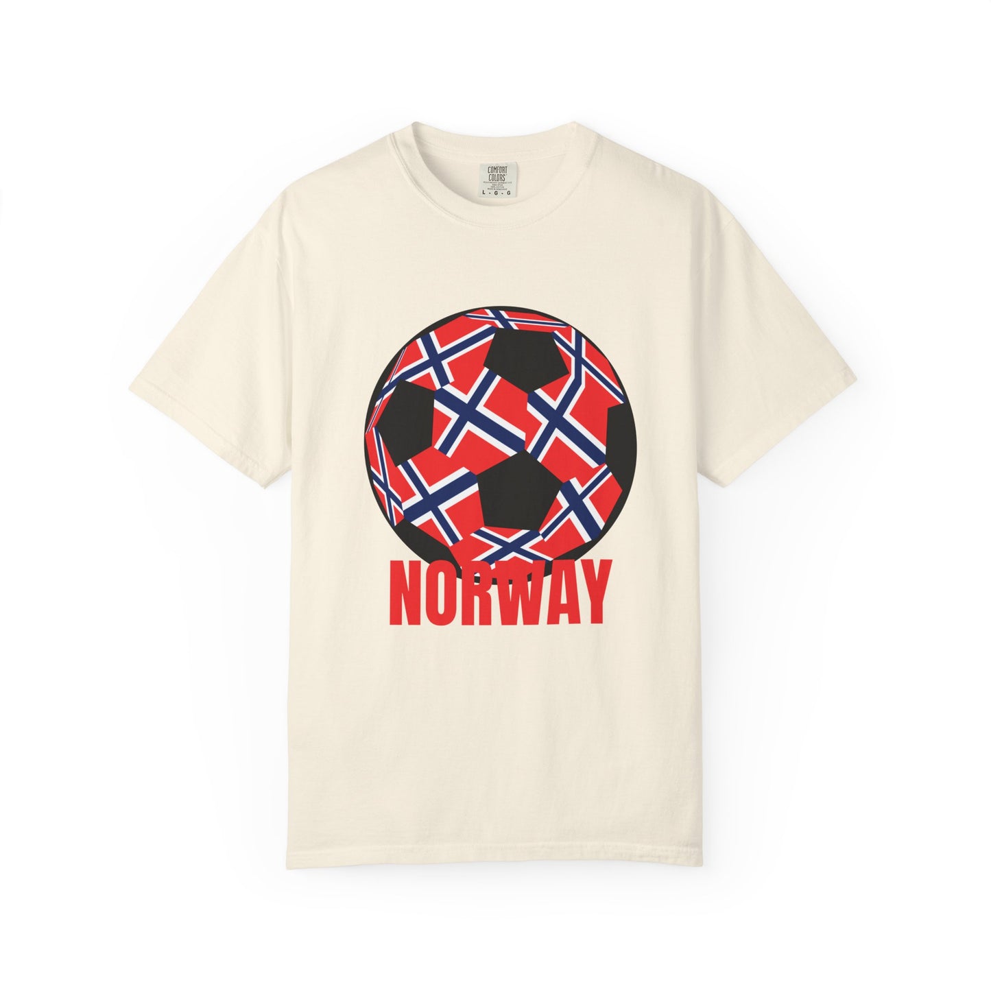 Norway Fan Specialty Soccer Ball Design T Shirt Red Print